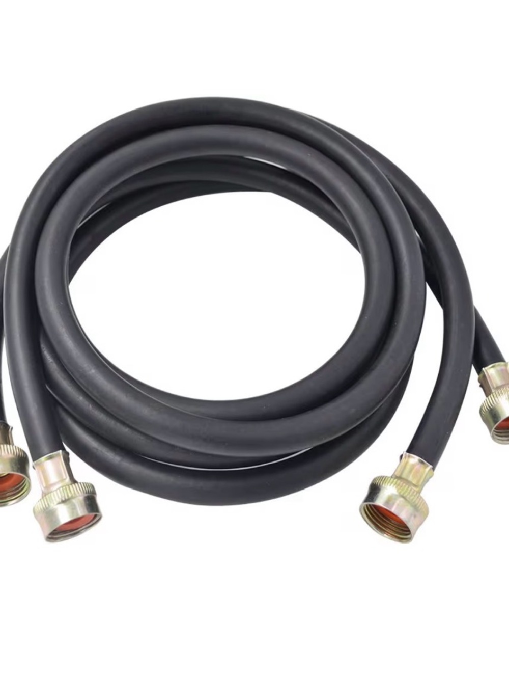 Black Coiled Rubber Hose with Brass Fittings